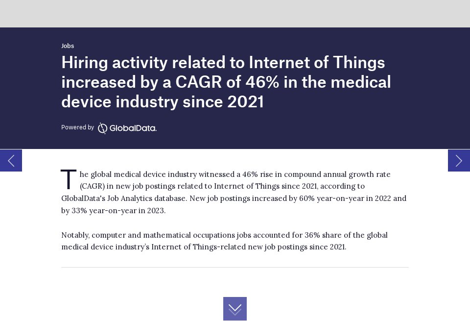 of Things hiring trends in the global medical device industry