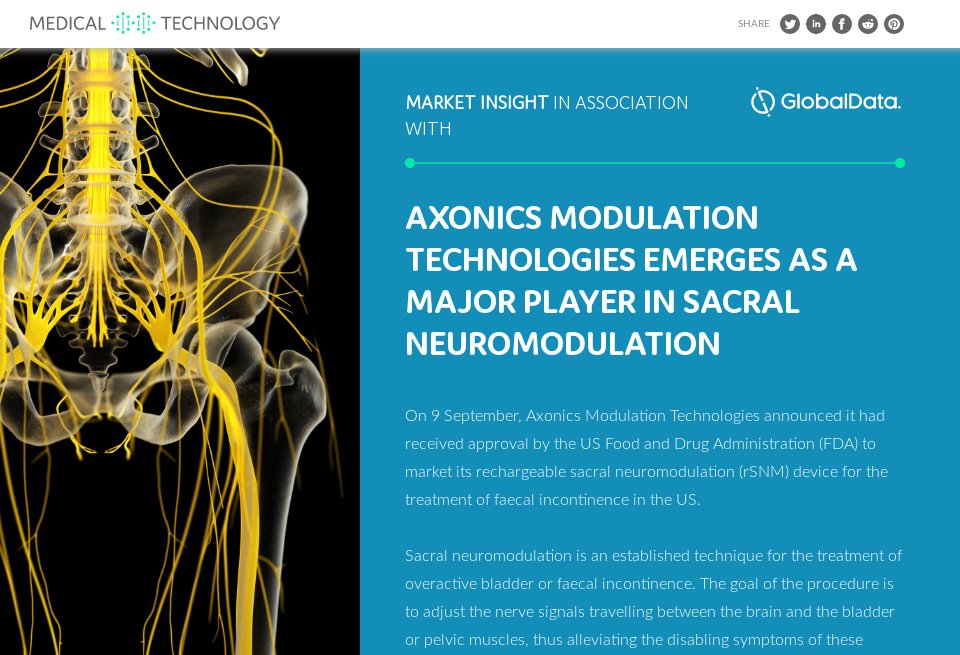 Axonics Modulation Technologies Emerges As A Major Player In Sacral Neuromodulation Medical Technology Issue 20 October 2019